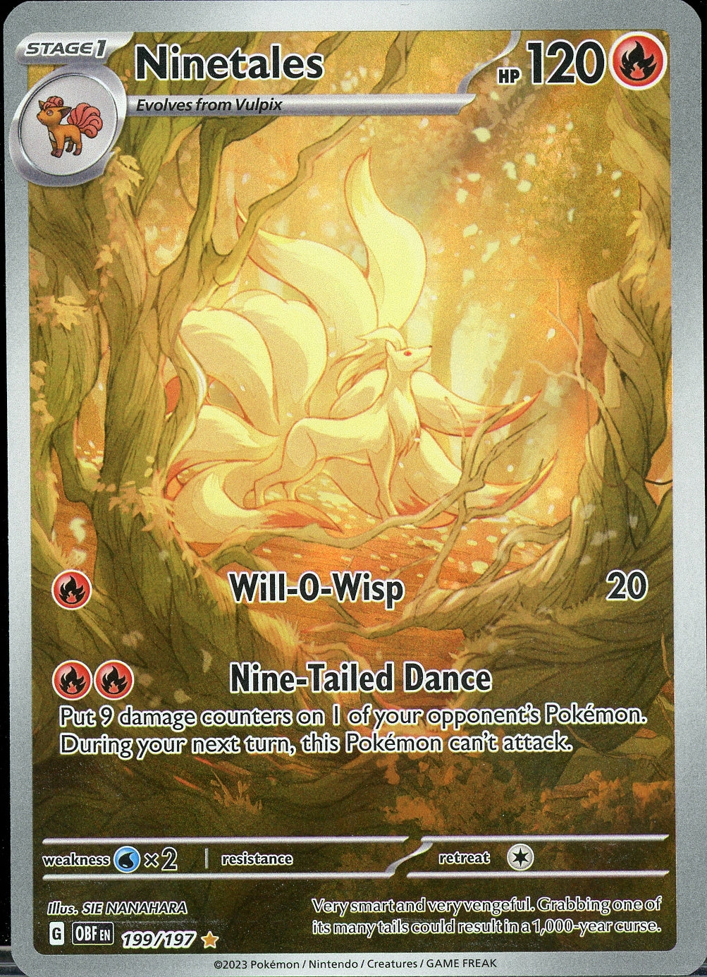 Ninetales - 199/197 - Obsidian Flames - NM