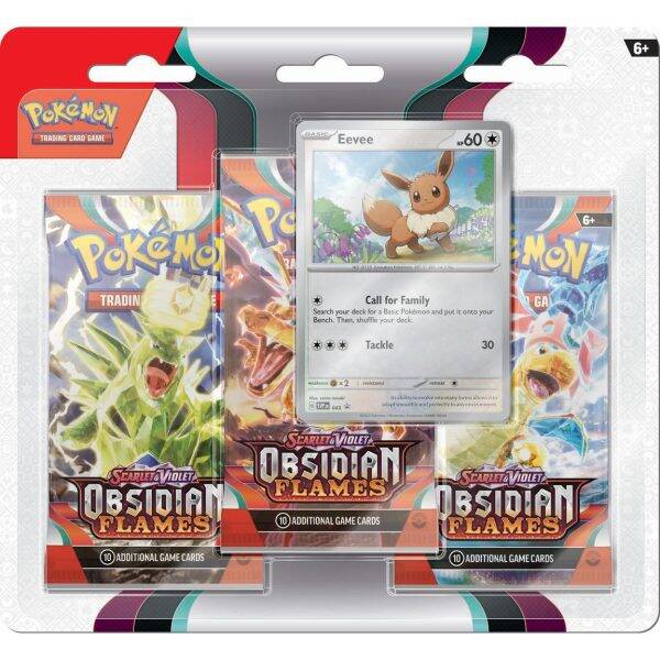 Pokémon Scarlet & Violet Obsidian Flames 3 Booster Blister Eevee — Op voorraad - Mijn winkel