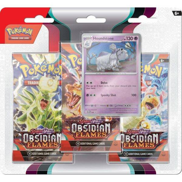Pokémon Scarlet & Violet Obsidian Flames 3 Booster Blister Houndstone — Op voorraad - Mijn winkel