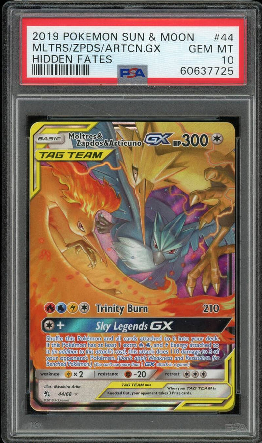 PSA 10 English - Moltres & Zapdos & Articuno GX #44 — Op voorraad / Engels / PSA - Mijn winkel
